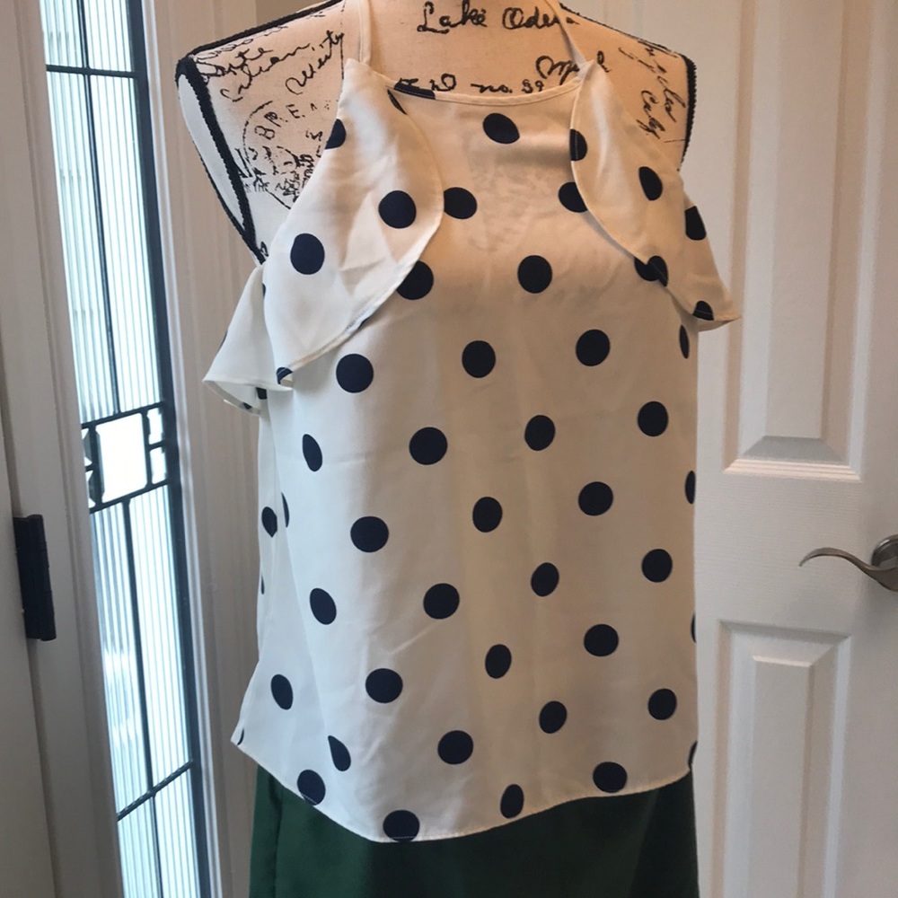 JCREW Navy Polka Dot halter top